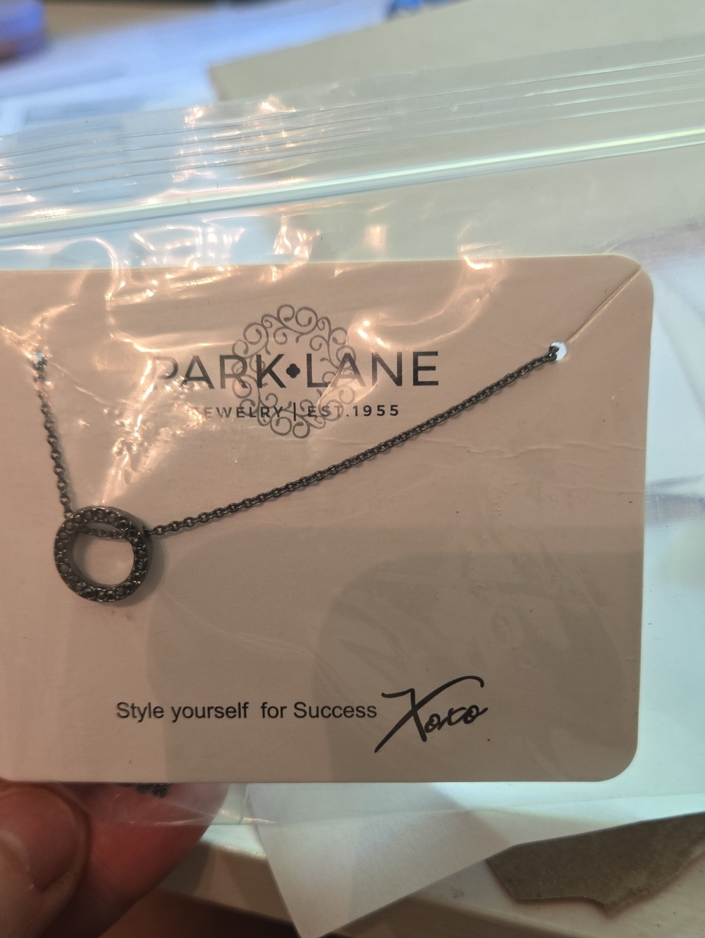 Park Lane Black Gunmetal Circle Pendant Necklace